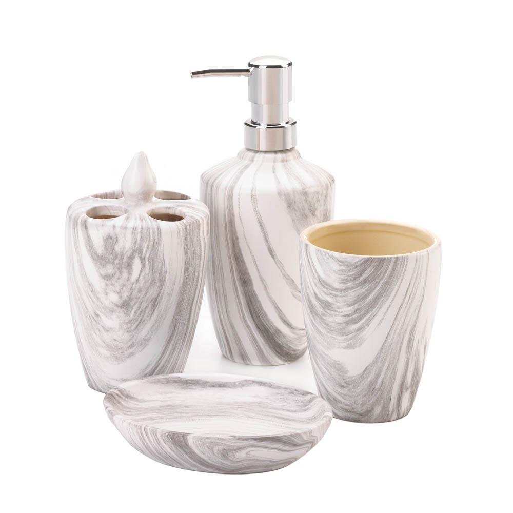 Picture of Accent Plus 10018749 Marble Printed Bath Accessory Set