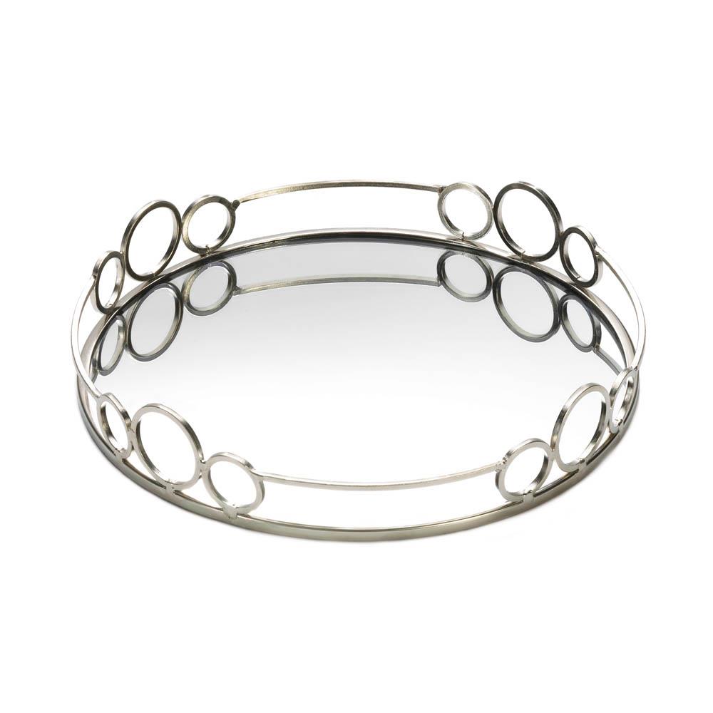 Picture of Accent Plus 10018633 Silver Circles Mirrored Tray