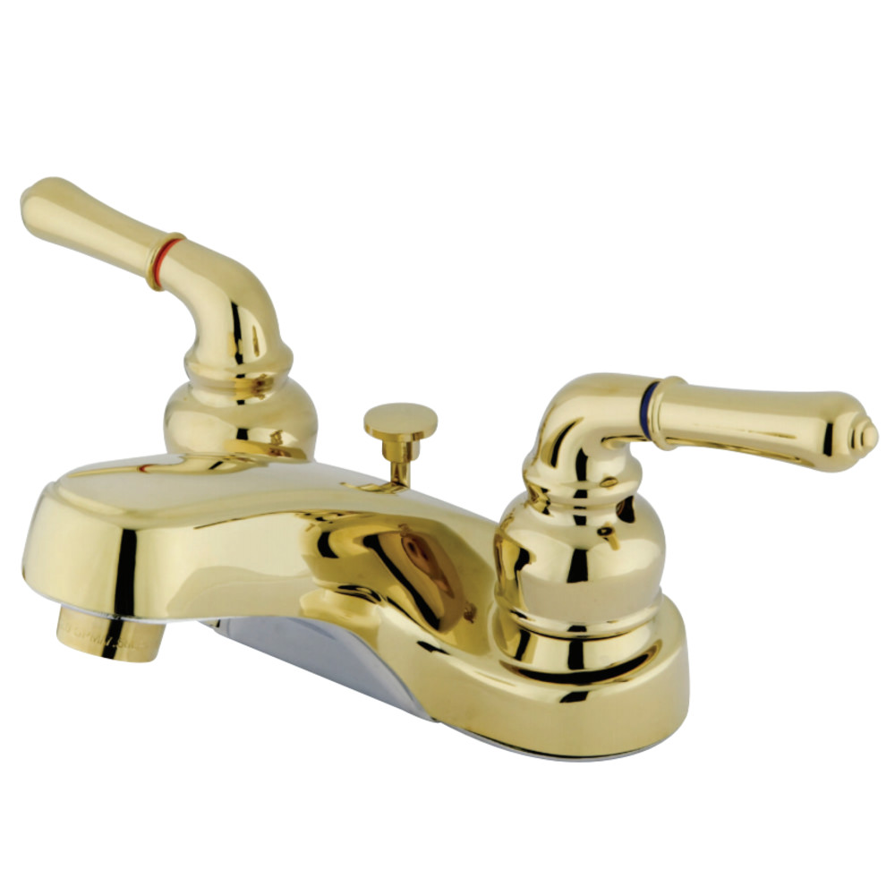 KB252B 4 in. Twin Lever Handle Centerset with Brass Pop-Up, Polished Brass