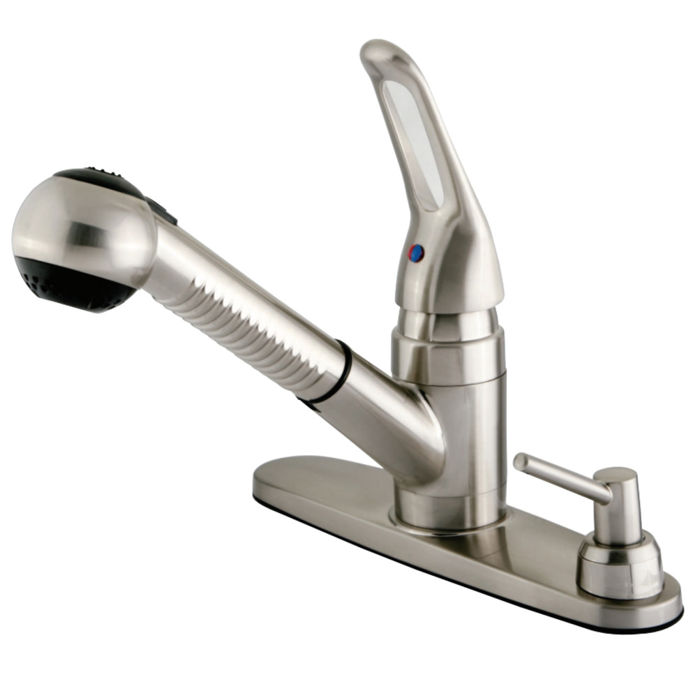 Single Loop Handle Pull-Out Kitchen Faucet with Soap Dispenser, Satin Nickel -  KitchenCuisine, KI3008547