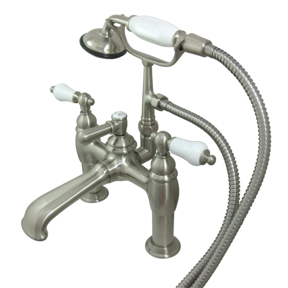 Picture of Kingston Brass CC605T8 7 in. Vintage Deck Mount Tub Filler with Hand Shower & Metal Lever Handle Satin Nickel