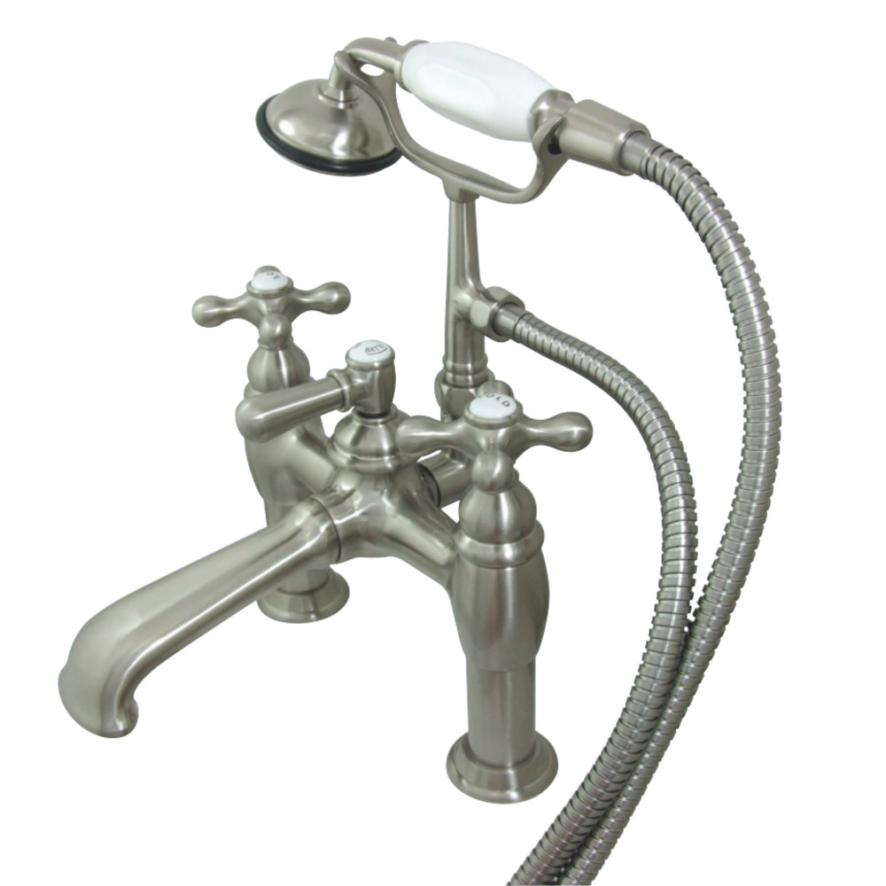 Picture of Kingston Brass CC609T8 7 in. Vintage Deck Mount Tub Filler with Hand Shower & Metal Lever Handle Satin Nickel