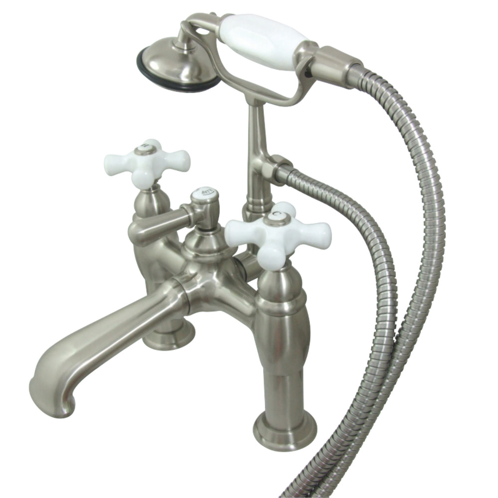 Picture of Kingston Brass CC611T8 7 in. Vintage Deck Mount Tub Filler with Hand Shower & Metal Lever Handle Satin Nickel