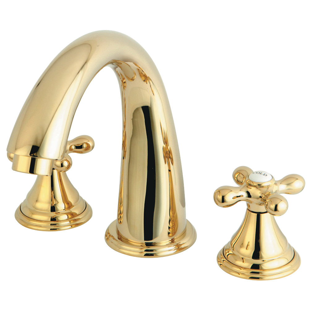 Roman Tub Filler with Handle Cross Handle - Polished Brass
