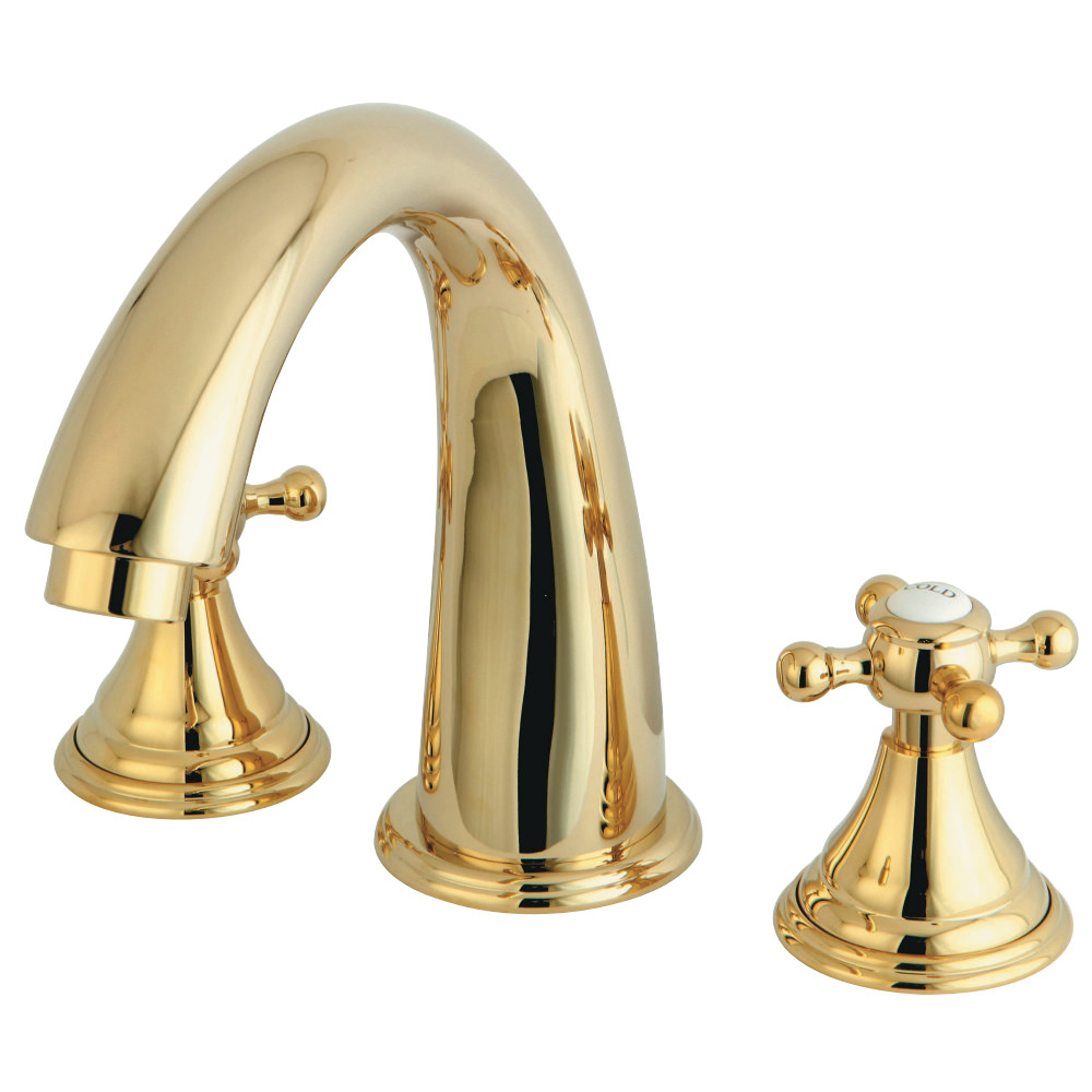 Roman Tub Filler with Handle Cross Handle - Polished Brass