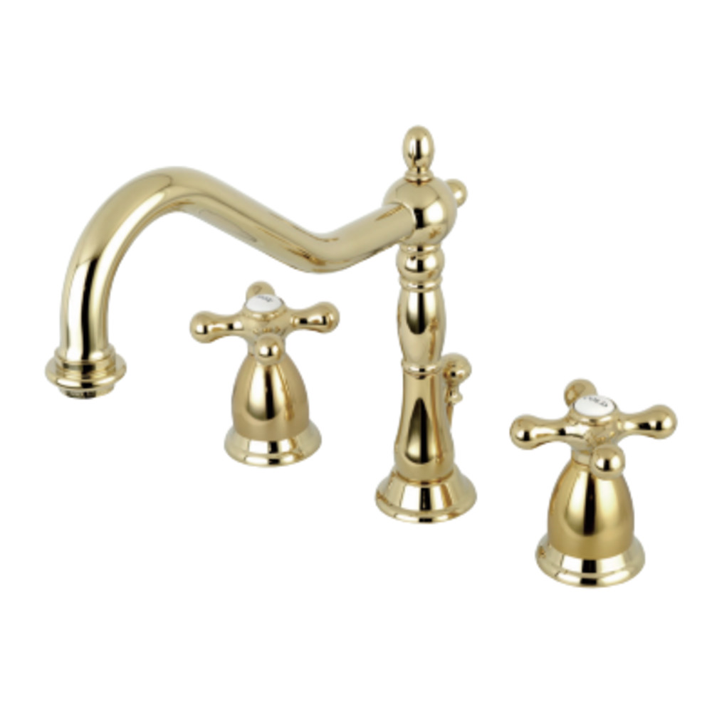 Heritage Widespread Lavatory Faucet with Cross Handle & Brass Pop-Up - Polished Brass