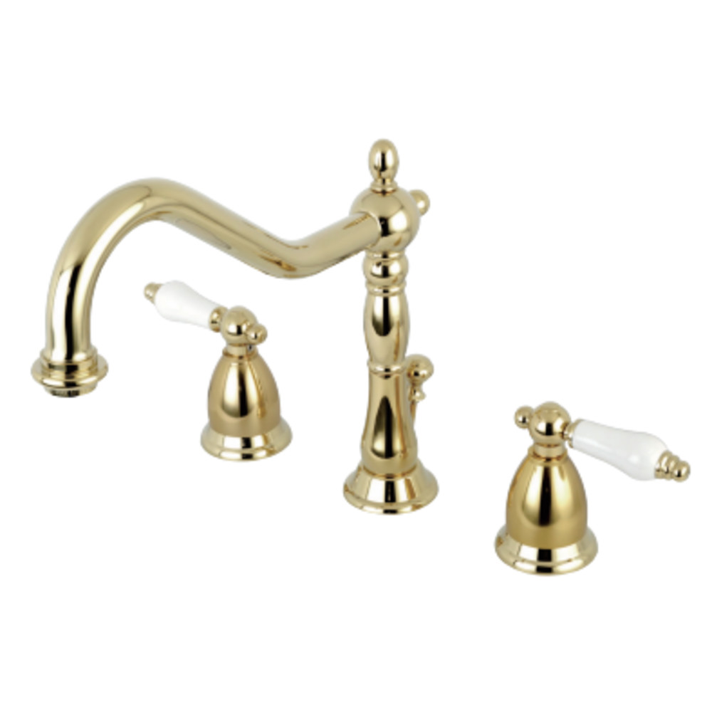Heritage Widespread Lavatory Faucet with Brass Pop-Up, Polished Brass
