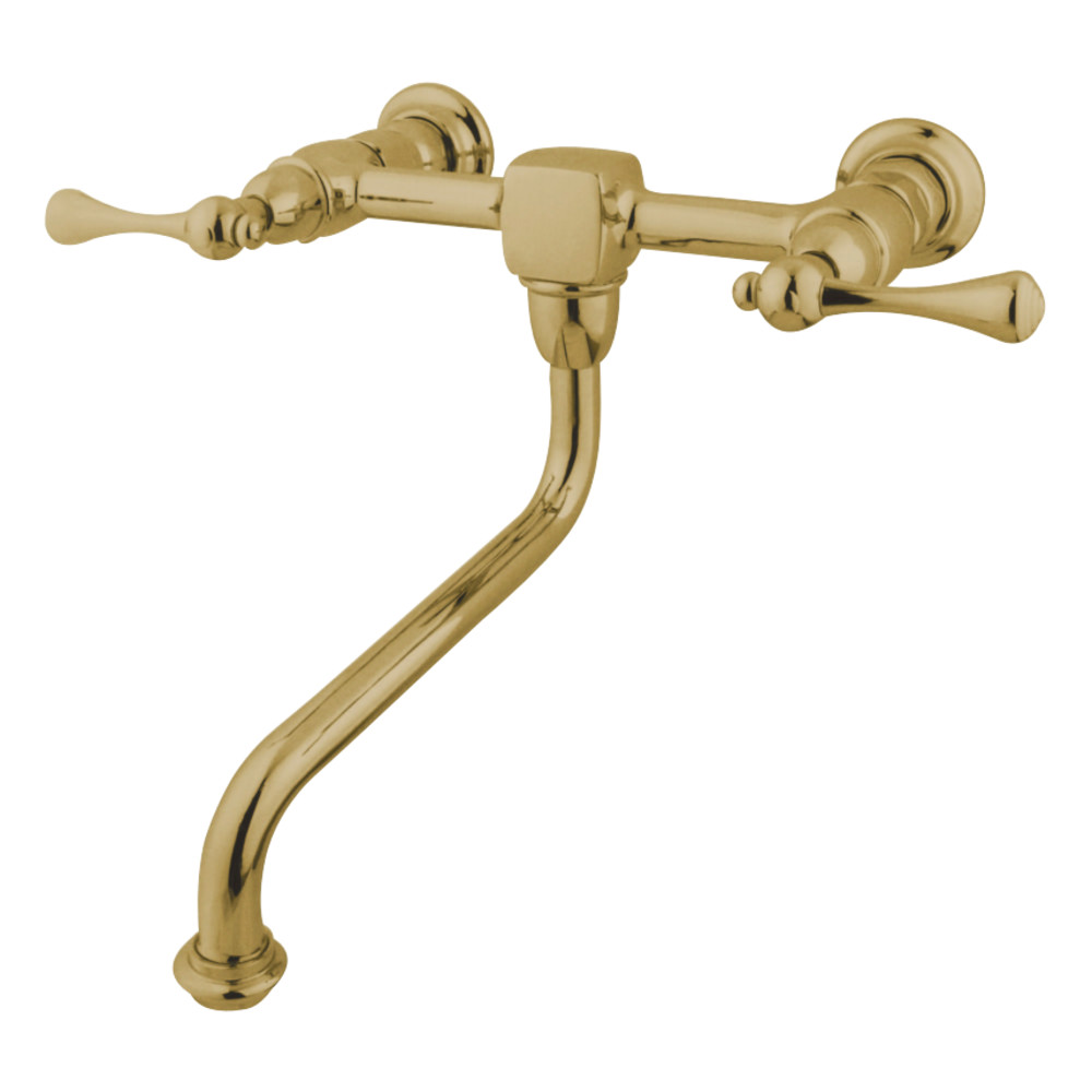Heritage Wall-Mount Faucet - Polished Brass - Dual Handle - Durable Design