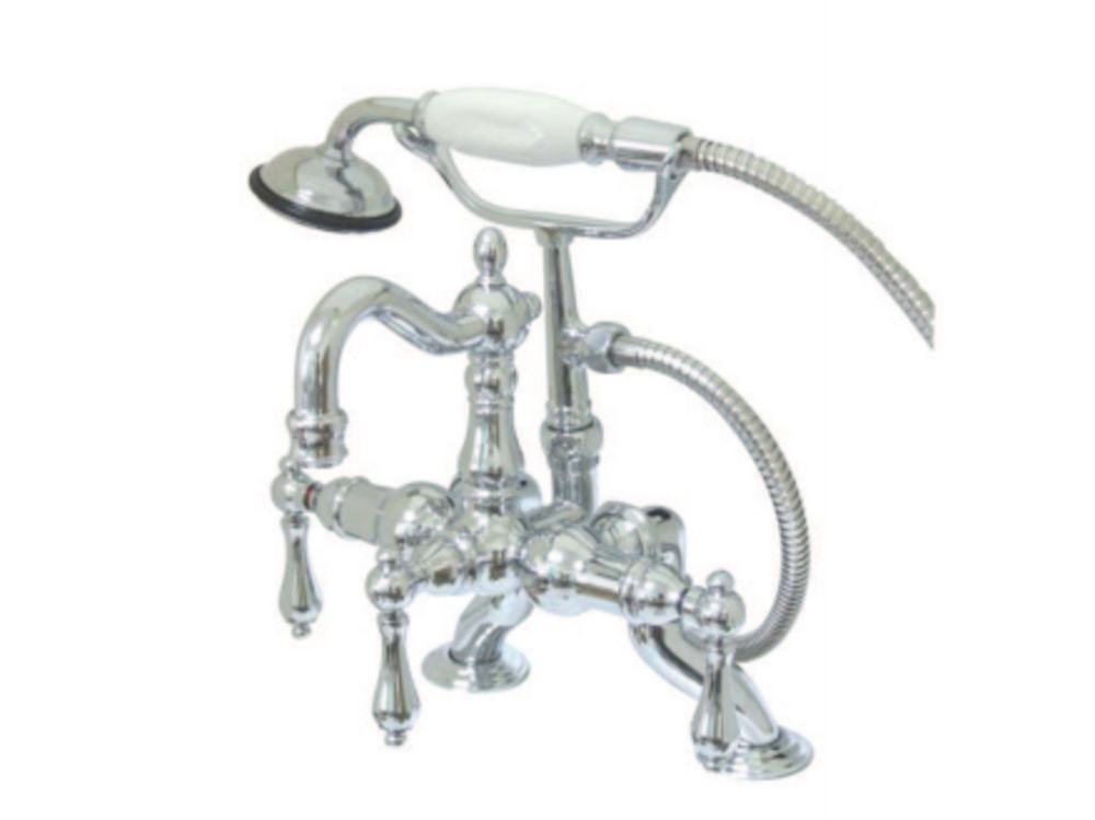 Picture of Kingston Brass CC2008T1 3.37 x 10 in. Adjustable Deck Mount Leg Tub Filler with Hand Shower & Metal Lever Handle Chrome