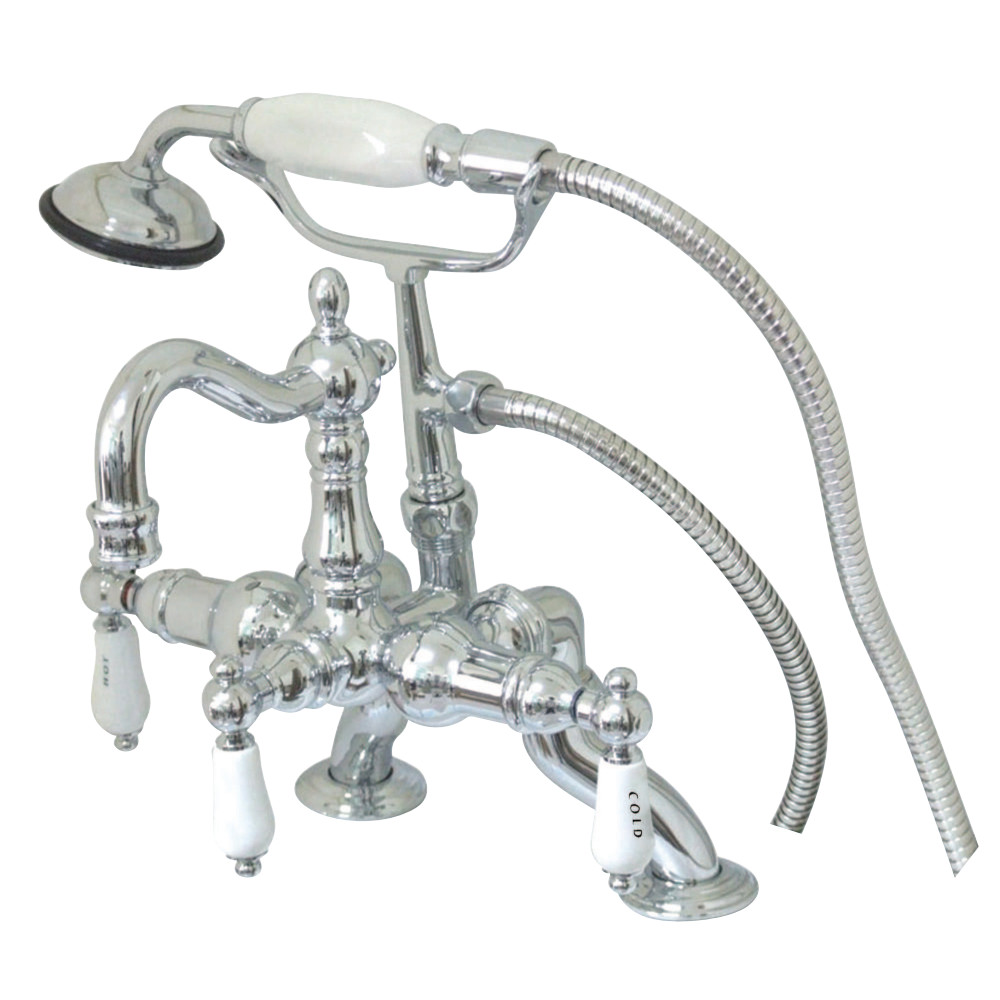 Picture of Kingston Brass CC2010T1 3.37 x 10 in. Adjustable Deck Mount Leg Tub Filler with Hand Shower & Metal Lever Handle Chrome
