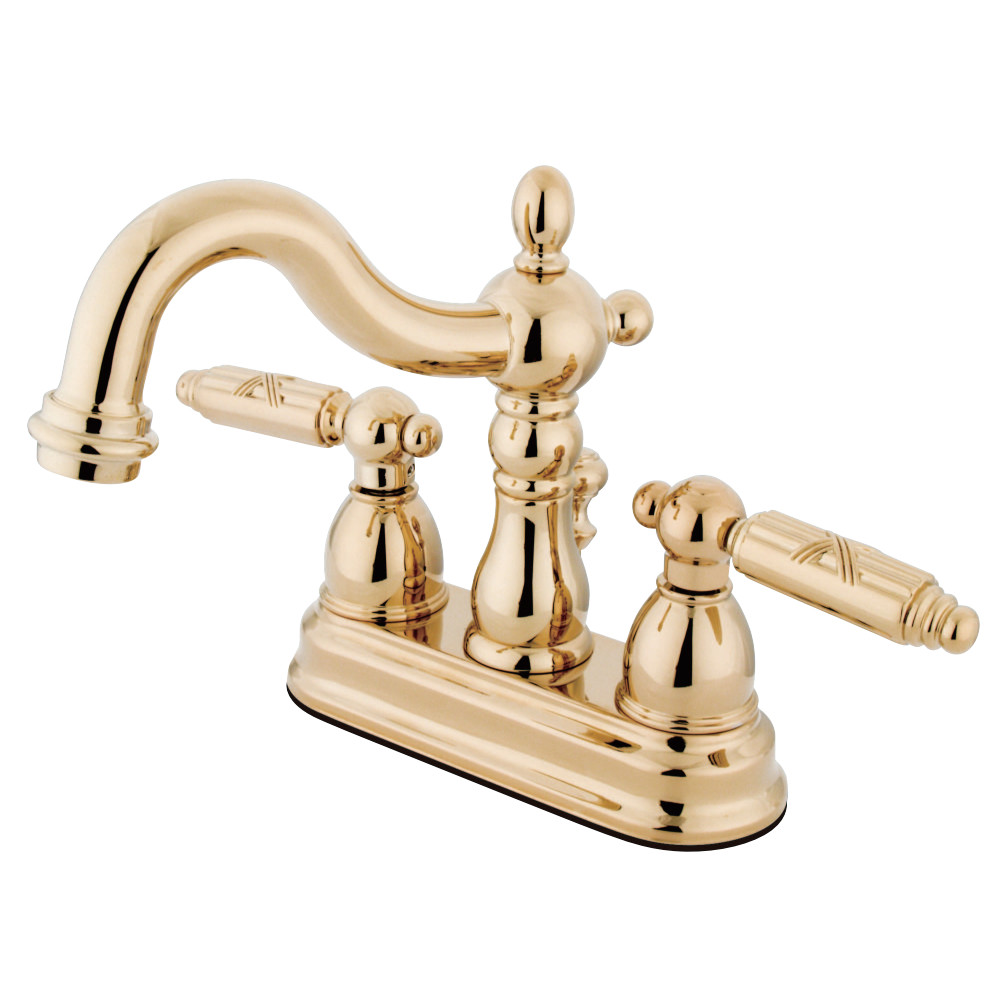 Picture of Kingston Brass KB1602GL 4 in. Heritage Centerset Lavatory Faucet with Retail Pop-Up & Metal Lever Handle Polished Brass