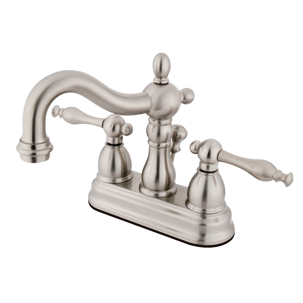Picture of Kingston Brass KB1608NL 4 in. Heritage Centerset Lavatory Faucet with Retail Pop-Up & Metal Lever Handle Satin Nickel
