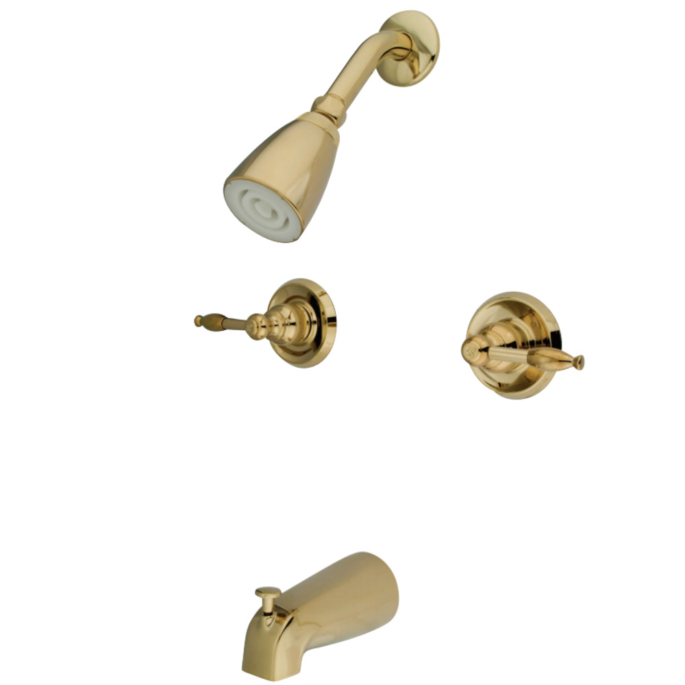 Tub & Shower Faucet & Metal Lever Handle Polished Brass