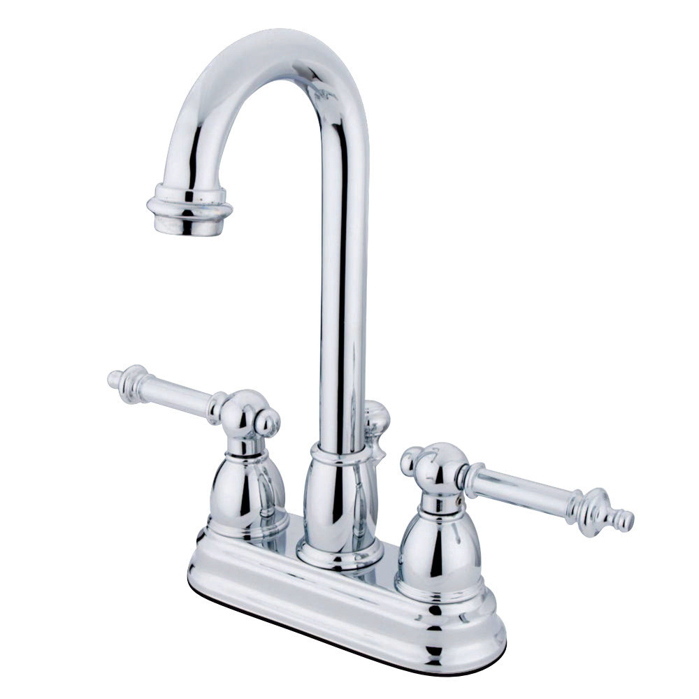 Deck Mount Lavatory Faucet with Handle & Retail Pop-Up - Chrome