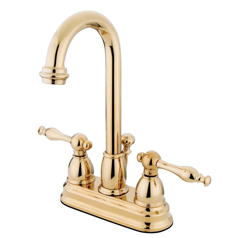 Deck Mount Lavatory Faucet with Handle & Retail Pop-Up, Polished Brass -  FurnOrama, FU3016280