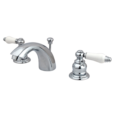Mini Widespread Lavatory Faucet & Retail Pop-Up & Metal Lever Handle Chrome