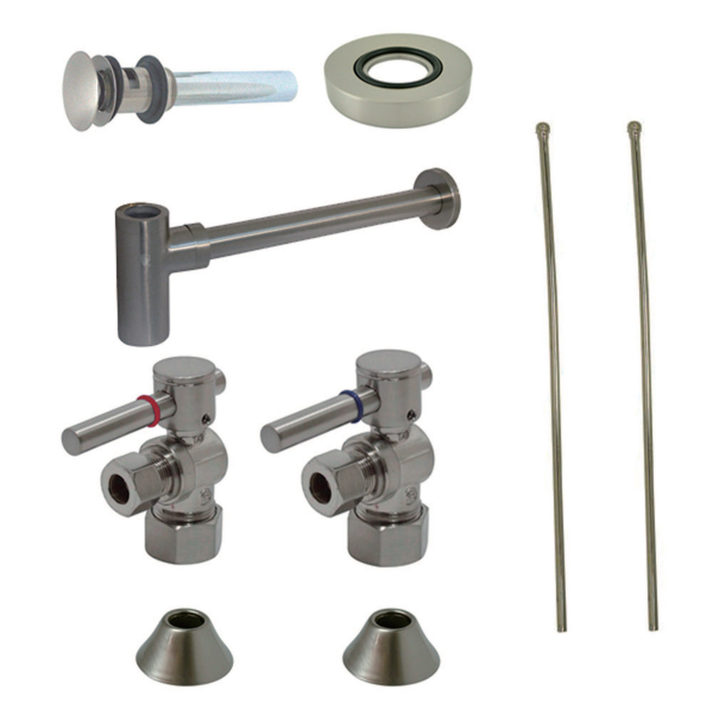 Picture of Kingston Brass CC53308DLVOKB30 Comtemporary Plumbing Sink Trim Kit with Bottle Trap for Vessel Sink, Satin Nickel
