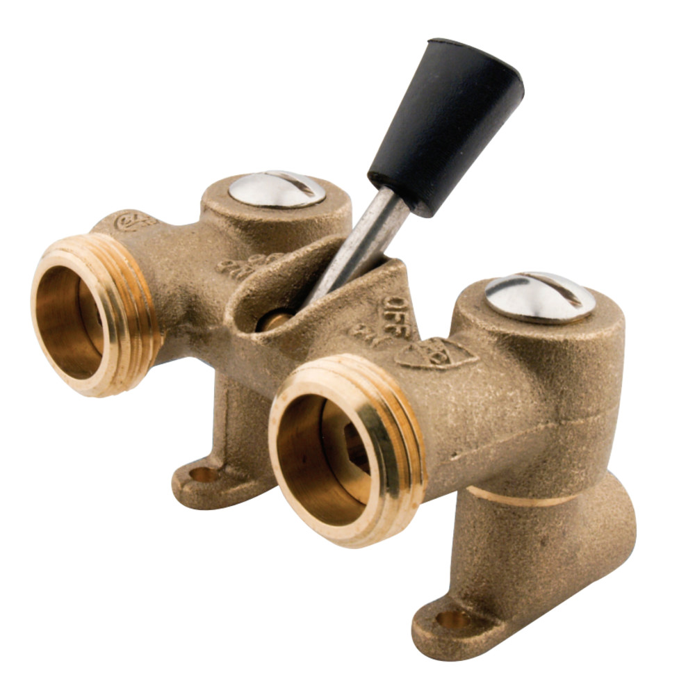 0.5 x 0.75 in. Sweat Inlet Hose Thread, Dual Outlet Washing Machine Shut off Valve - Raw Brass