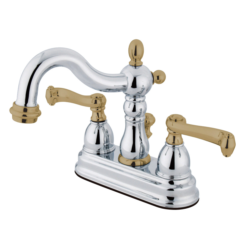 Picture of Kingston Brass KB1604FL 4 in. Heritage Centerset Lavatory Faucet with Retail Pop-Up, Chrome & Polished Brass