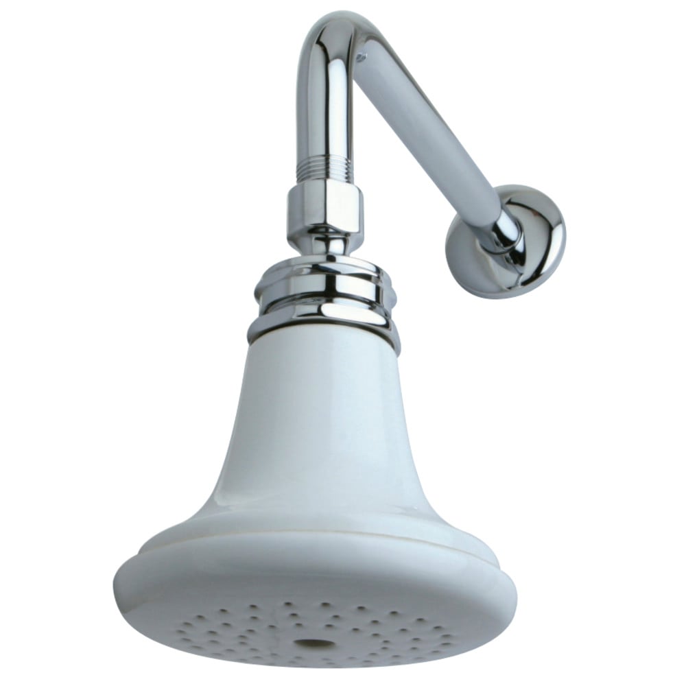 12 in. Victorian Ceramic Showerhead with Shower Arm Combo - Polished Chrome