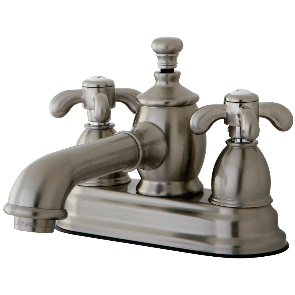 KS7008TX 4 in. French Country Centerset Lavatory Faucet with Brass Pop-Up, Satin Nickel -  Kingston Brass