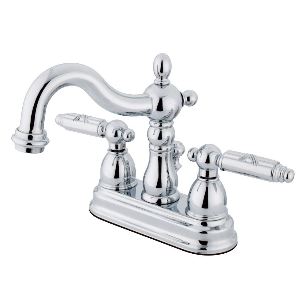 Picture of Kingston Brass KS1601GL 4 in. Heritage Centerset Lavatory Faucet with Brass Pop-Up & Metal Lever Handle Chrome