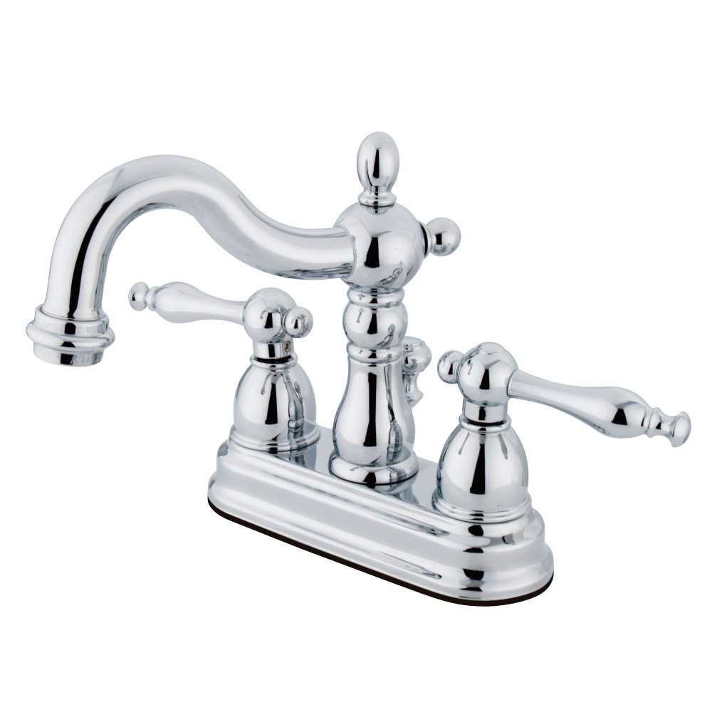 Picture of Kingston Brass KS1601NL 4 in. Heritage Centerset Lavatory Faucet with Brass Pop-Up & Metal Lever Handle Chrome