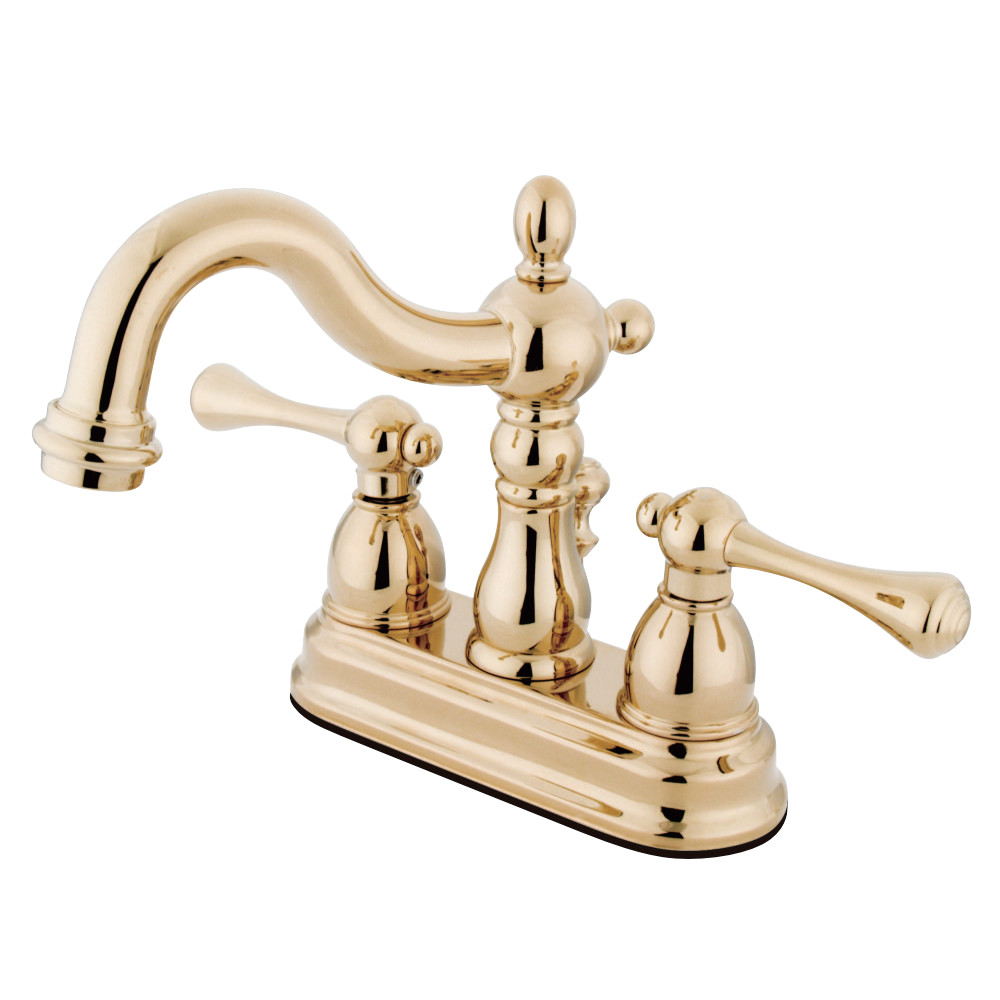 Picture of Kingston Brass KS1602BL 4 in. Heritage Centerset Lavatory Faucet with Brass Pop-Up Metal Handle, Polished Brass