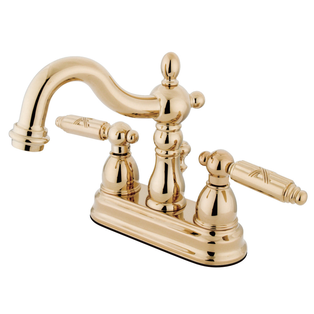 Picture of Kingston Brass KS1602GL 4 in. Heritage Centerset Lavatory Faucet with Brass Pop-Up & Metal Lever Handle Polished Brass