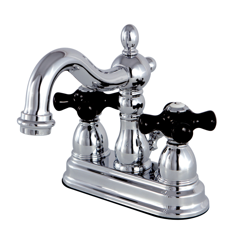 Picture of Kingston Brass KS1601PKX 4 in. Centerset Lavatory Faucet with Brass Pop-Up Elengant Cross Handle, Chrome