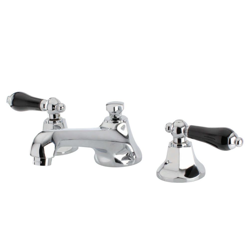 Duchess Widespread Lavatory Faucet with Black Porcelain Lever Handle - Chrome