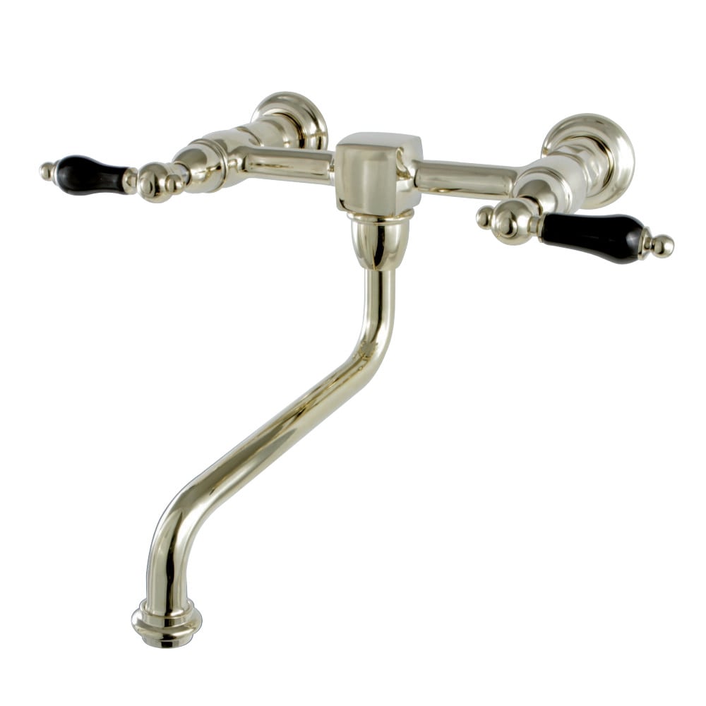 Picture of Kingston Brass KS1212PKL 8 in. Wall Mount Center Vessel Sink Faucet with Lever Handle, Polished Brass