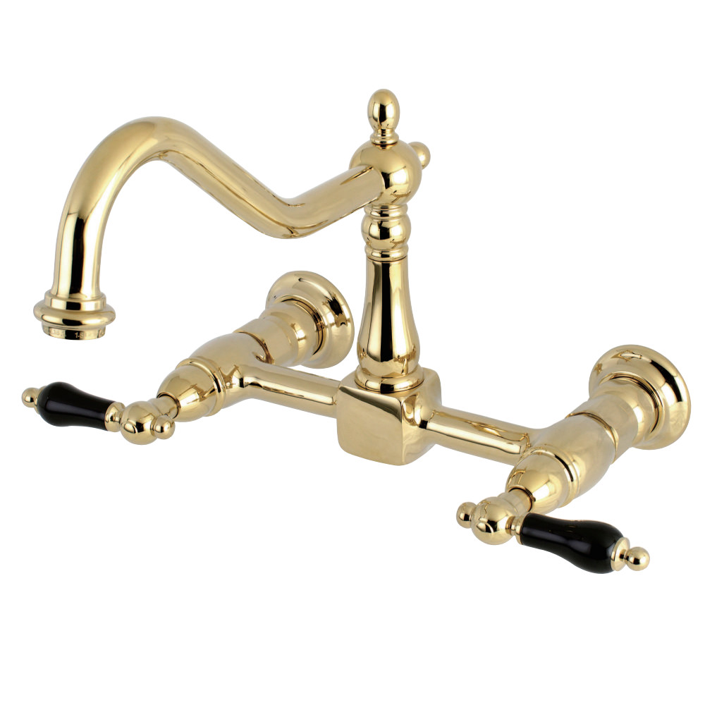 Picture of Kingston Brass KS1242PKL 8 in. Wall Mount Centerset Kitchen Faucet, Polished Brass