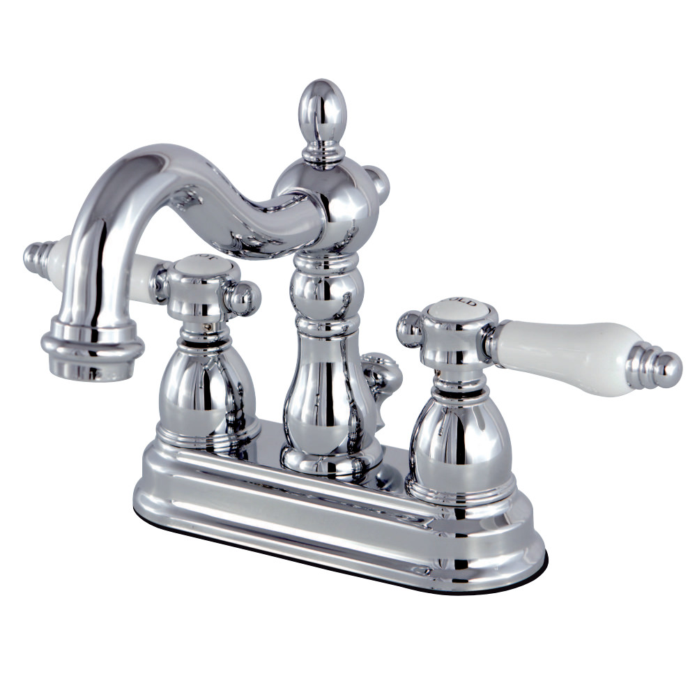 Picture of Kingston Brass KS1601BPL 4 in. Centerset Lavatory Faucet with Brass Pop-Up Classic Cross Handle, Chrome