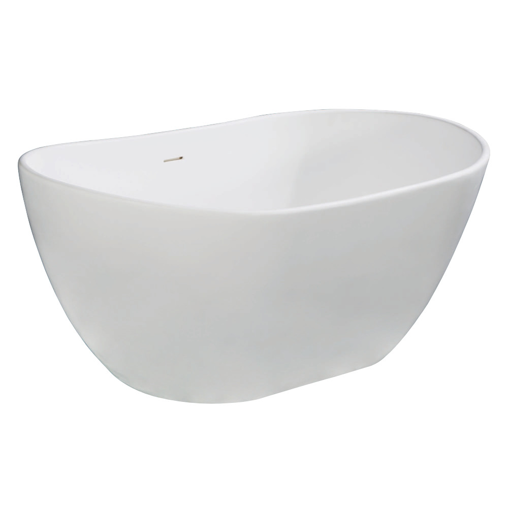 57 in. Aqua Eden Solid Surface Resin Free Standing Tub with Drain Kit - White