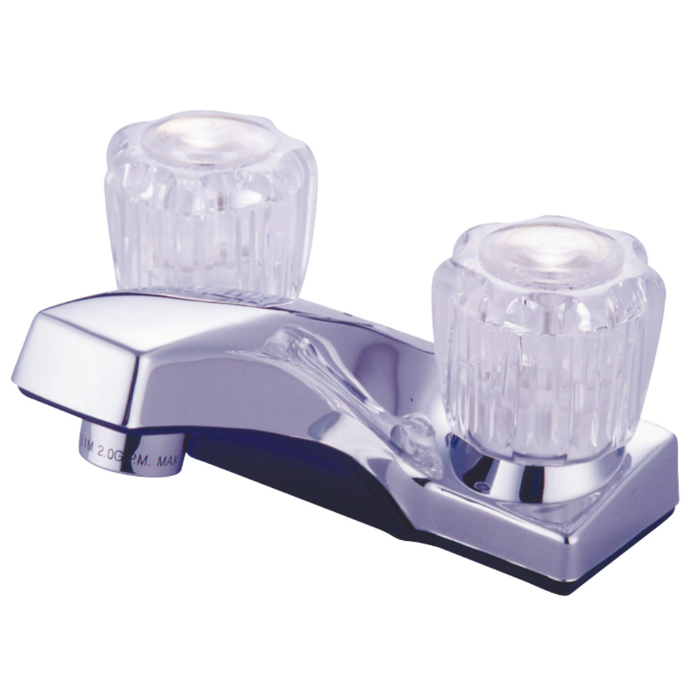 4 in. Twin Acrylic Handles Centerset without Pop-Up, Chrome