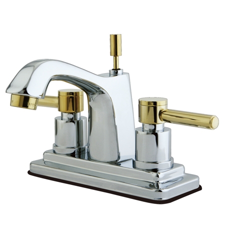 Concord Two Handle Centerset Lavatory Faucet with Brass Pop-Up - Polished Chrome & Brass