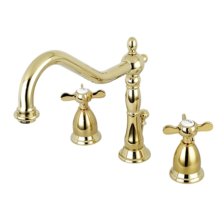 Widespread Lavatory Faucet with Brass Pop-Up - Polished Brass