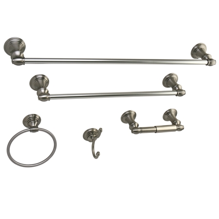 BAHK2612478SN 5 Piece Provence Collection Towel Bar Bath Hardware Set, Satin Nickel