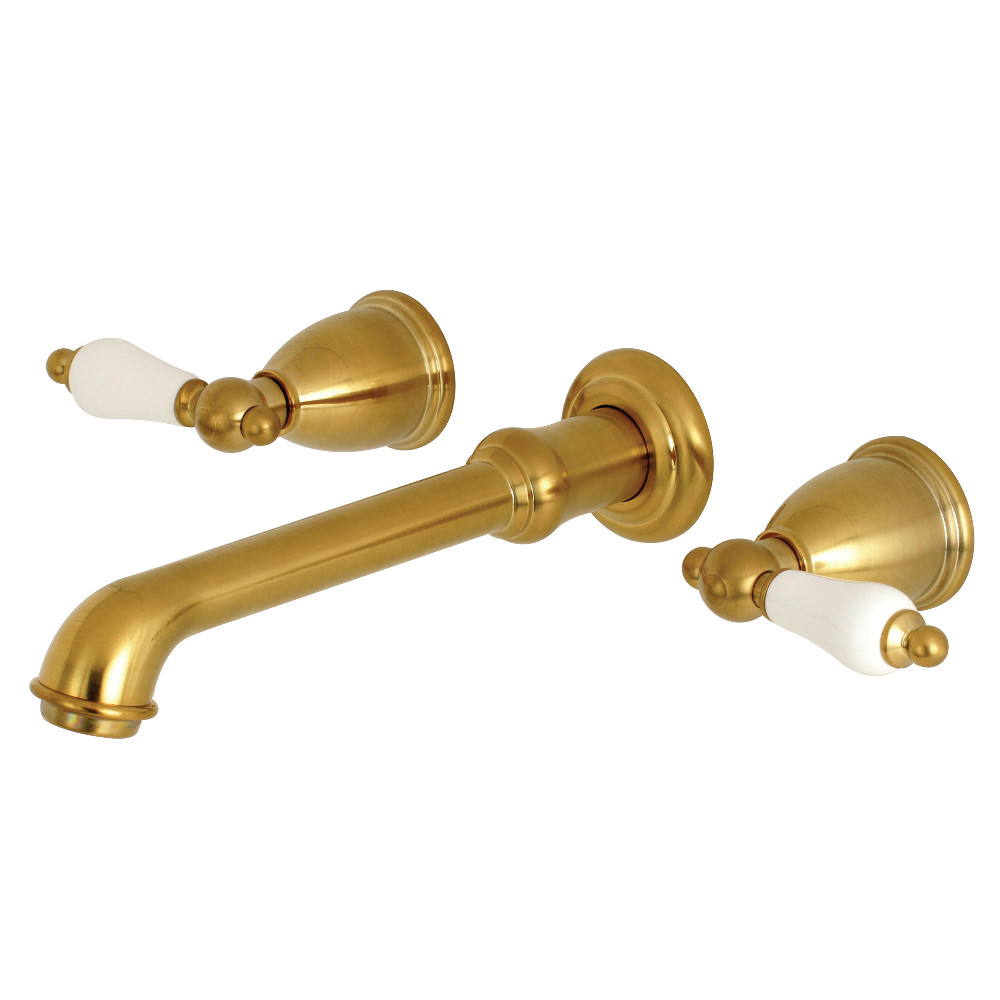 English Vintage 2-Handle Wall Mount Roman Tub Faucet  Brushed Brass -  FurnOrama, FU3022017