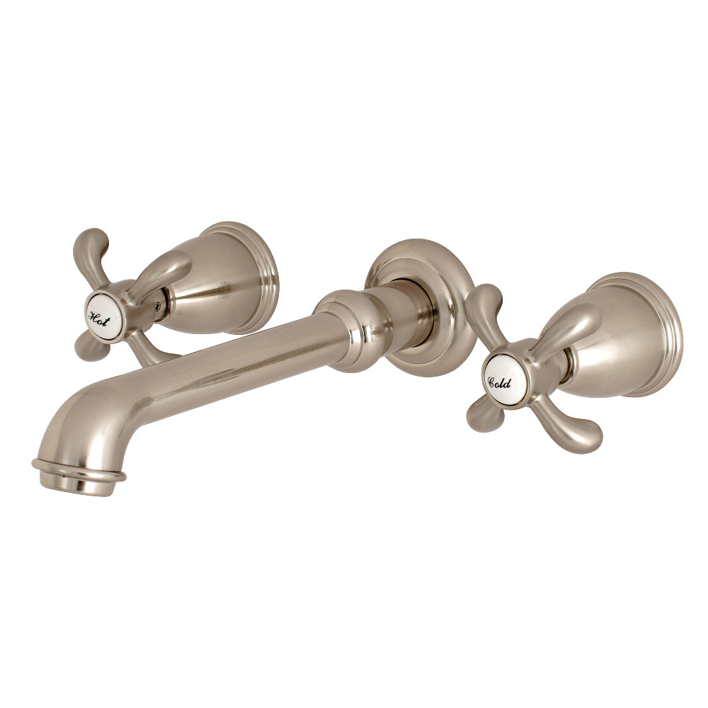 French Country French Country 2-Handle Wall Mount Roman Tub Faucet - Brushed Nickel -  FurnOrama, FU3554347