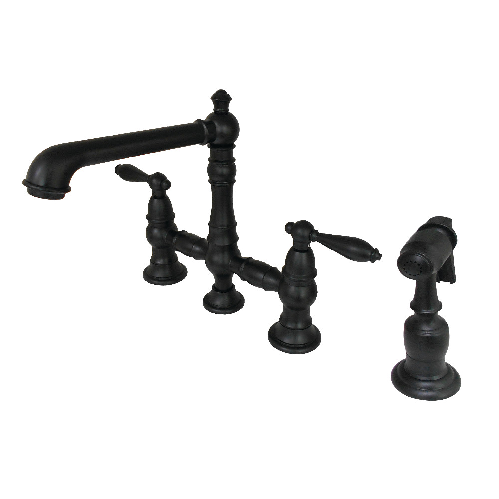 Picture of Kingston Brass KS7270ALBS English Country Kitchen Faucet with Side Sprayer, Matte Black