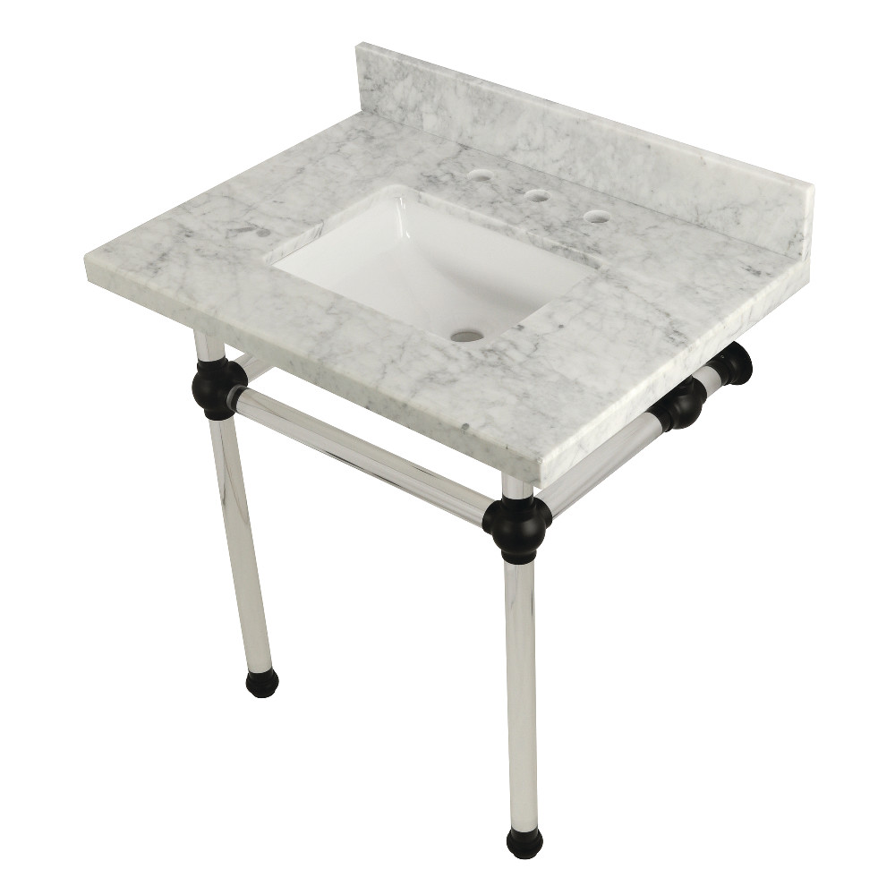 KVPB3030MASQ0 30 x 22 Bathroom Vanity with Sink & Acrylic Feet Combo, Carrara Marble & Matte Black - 30 x 11.3 x 22 in.