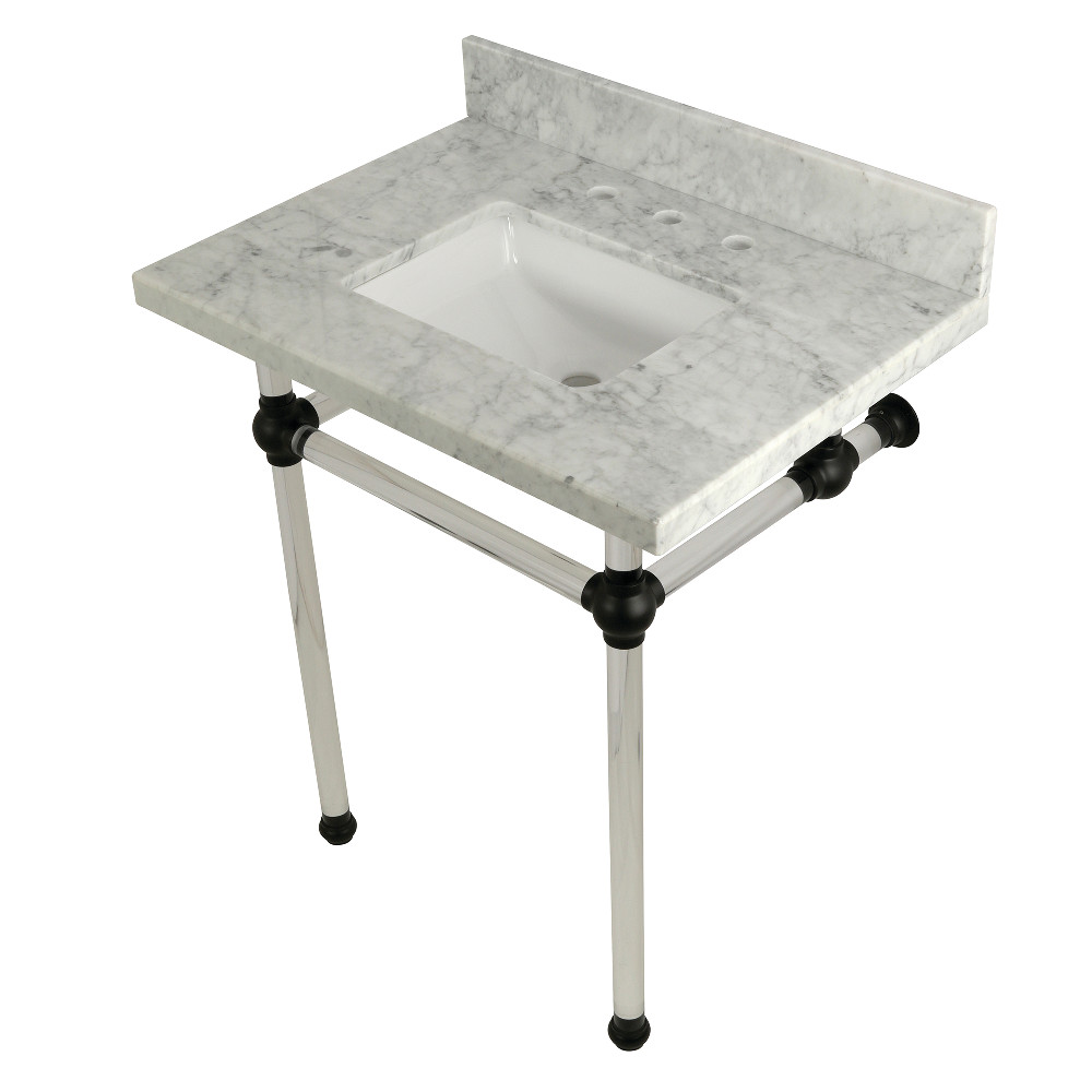 KVPB30MASQ0 30 x 22 Bathroom Vanity with Sink & Acrylic Feet Combo, Carrara Marble & Matte Black - 30 x 11.3 x 22 in.