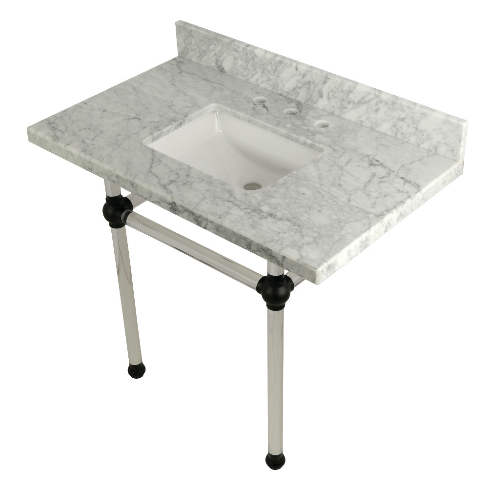 KVPB3630MASQ0 30 x 22 Bathroom Vanity with Sink & Acrylic Feet Combo, Carrara Marble & Matte Black - 36 x 11.3 x 22 in.