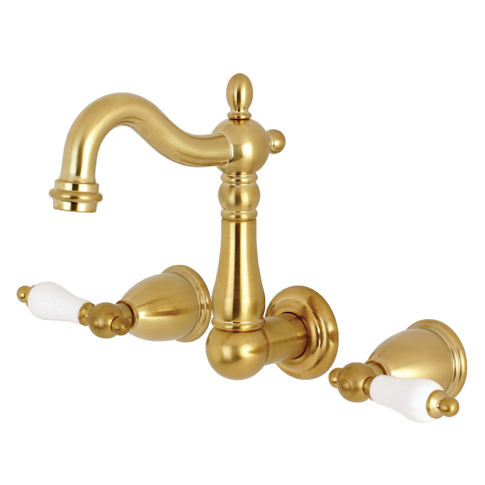 Picture of Kingston Brass KS1227PL 8-Inch Center Wall Mount Bathroom Faucet  Brushed Brass