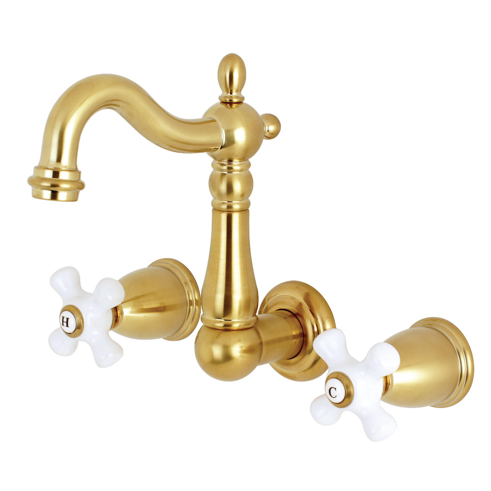 Picture of Kingston Brass KS1227PX 8-Inch Center Wall Mount Bathroom Faucet  Brushed Brass