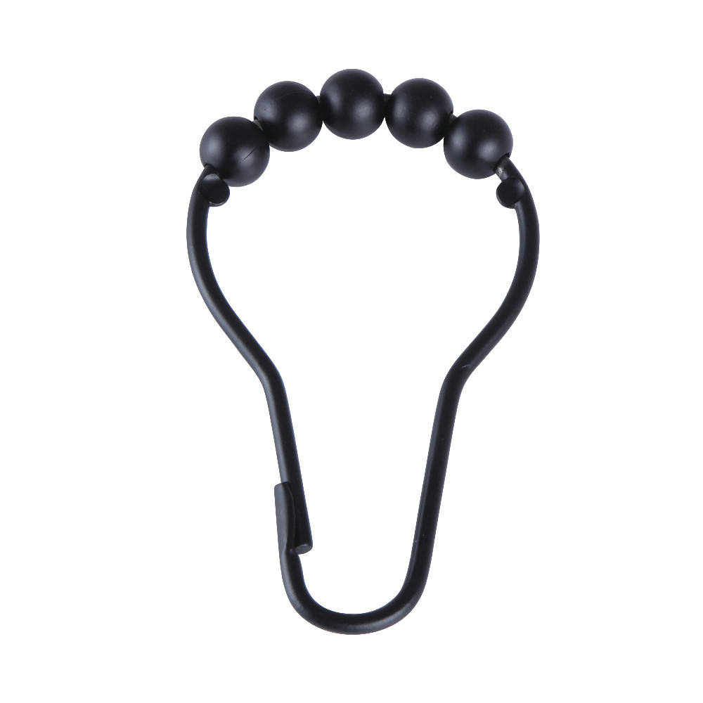 SRCR120 Edenscape Roller Ball Shower Curtain Rings, Matte Black - Pack of 12 - 6 x 6 x 6 in.