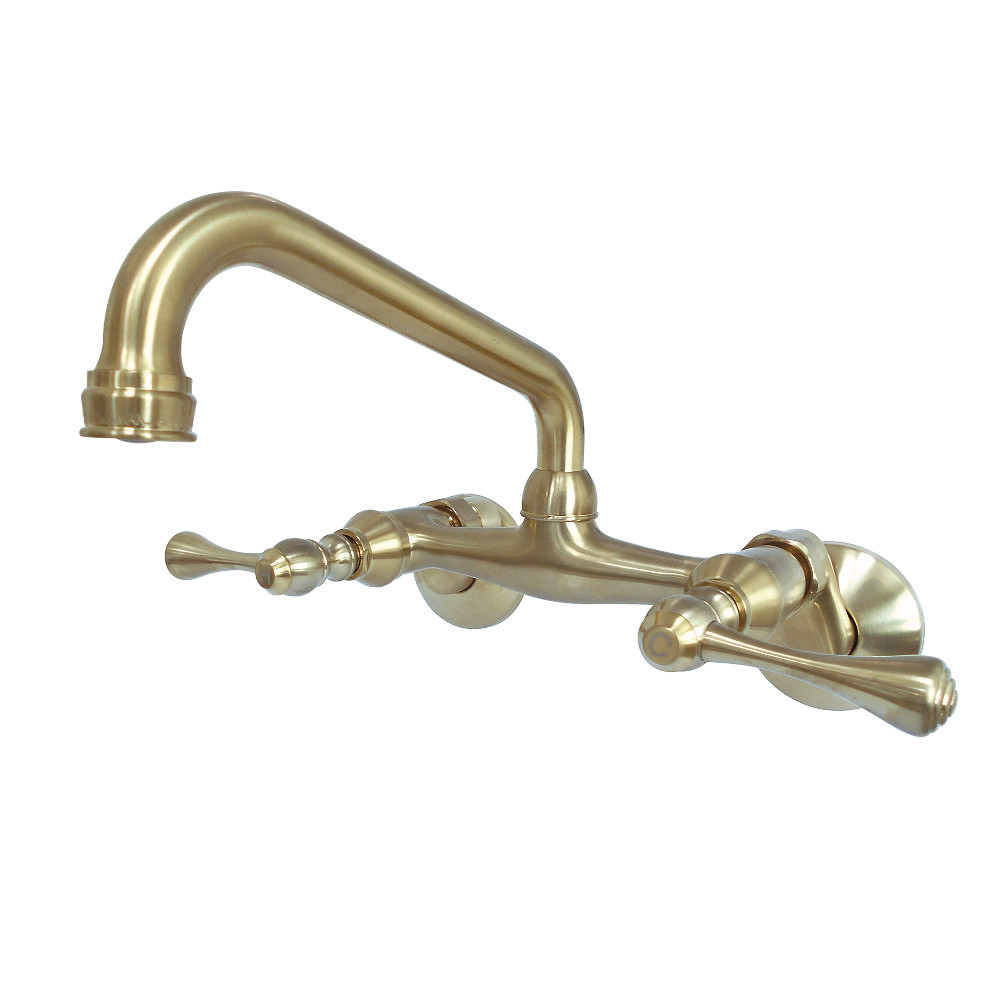 Picture of Kingston Brass Kingston 6-Inch Adjustable Center Wall Mount Kitchen Faucet  Brushed Brass