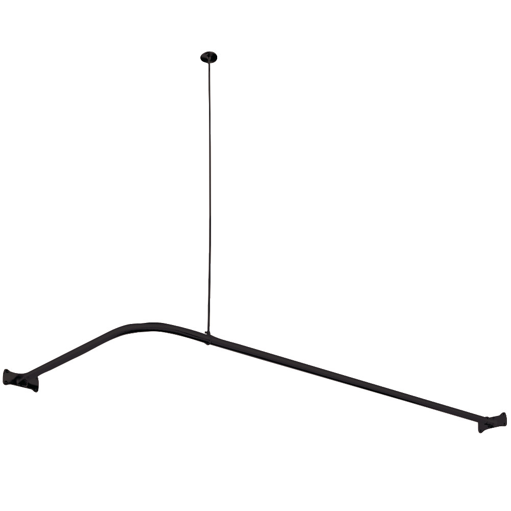 L-Shaped Shower Curtain Rod, Matte Black - 2.13 x 26.5 x 63 in.